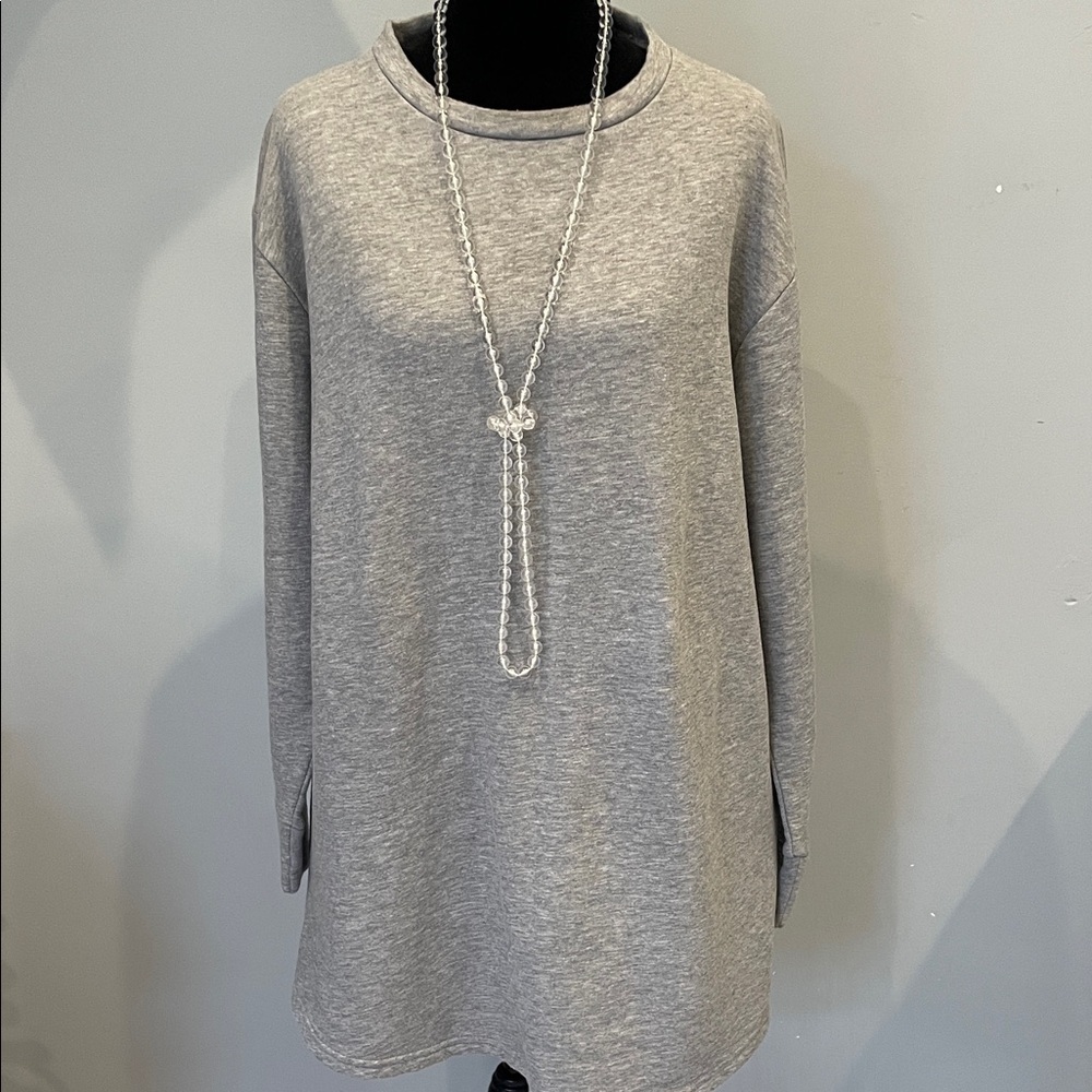 Gray Women's sweatshirt dress prettylittlething brand